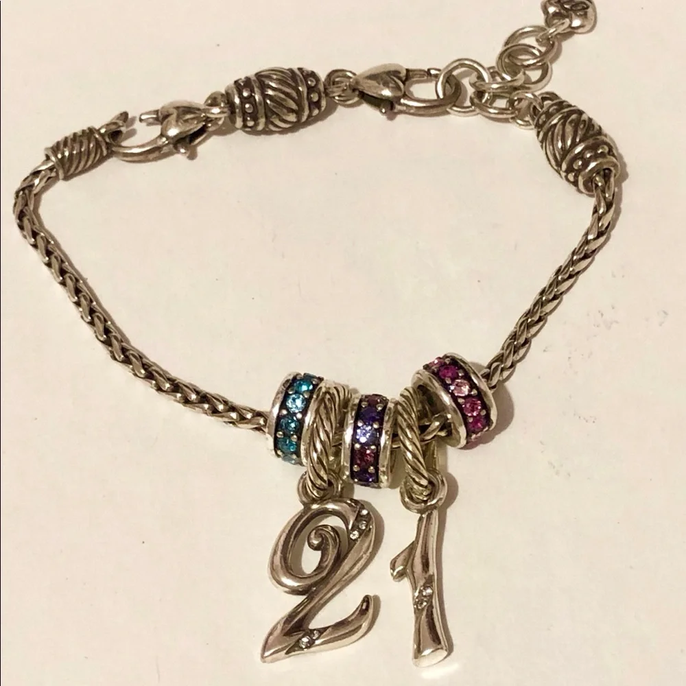 🆕 Brighton Number Two #2 charm Silver with clear crystal accents Retired
